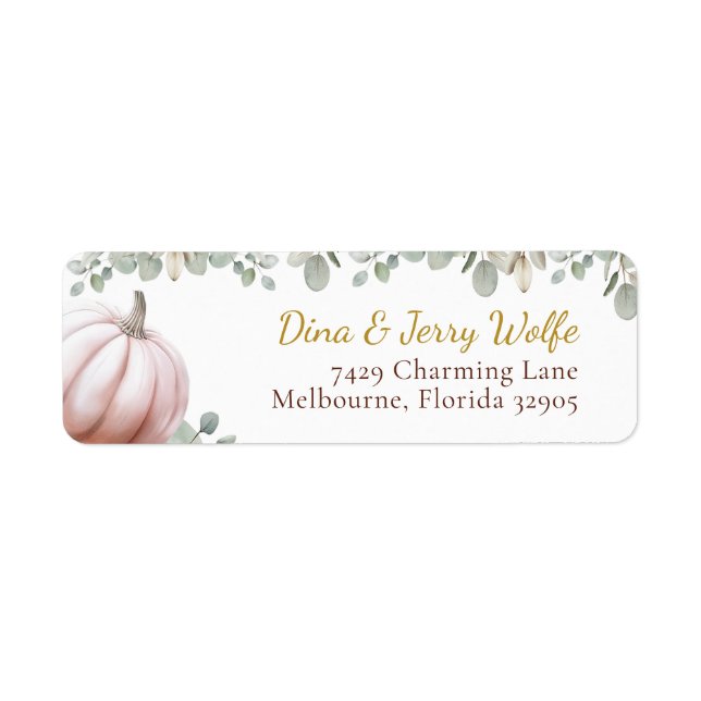 Rosenrote Kürbis-Herbst-Baby-Party Rücksendeadress (Vorne)