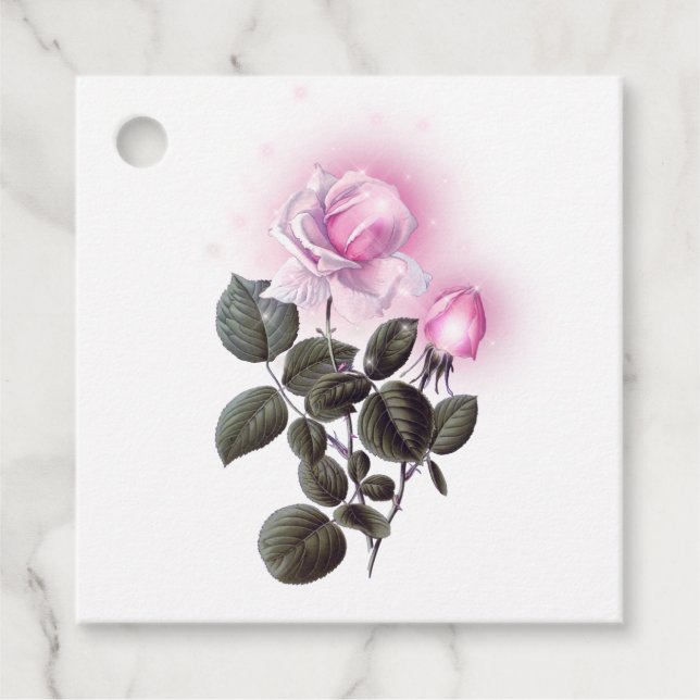 Rosenschimmernde Rose Geschenkanhänger (Vorderseite)