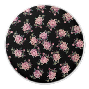 Rosenschwarzes Shabby Chic mit Blumenmuster Keramikknauf