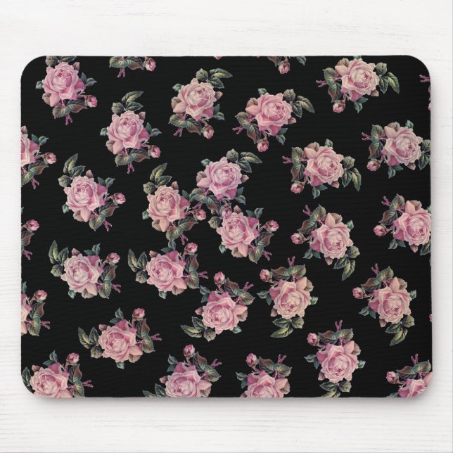 Rosenschwarzes Shabby Chic mit Blumenmuster Mousepad (Vorne)