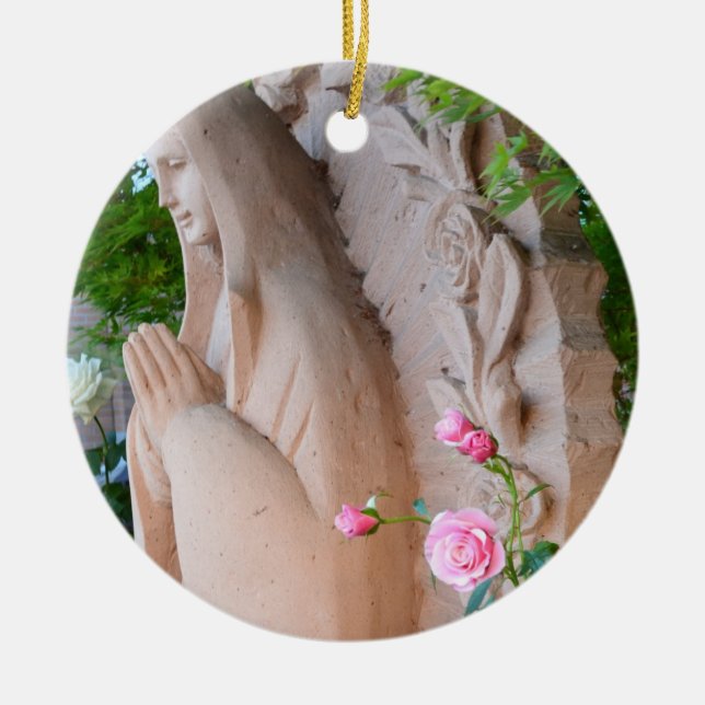 Rosenserenity-Gebets-Weihnachtsverzierung Keramikornament (Vorne)