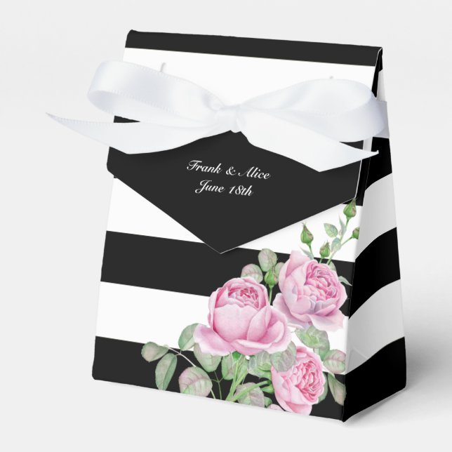 Rosensteine auf schwarzen Streifen Geschenkschachtel (Vorderseite)
