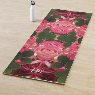 Rosensteine Ölgemälde mit rosa Rosenfarben Spiegel Yogamatte