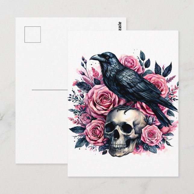 Rosenstrahlen auf dem Kopf mit rosa Rosen Wasserfa Postkarte (Vorne/Hinten)