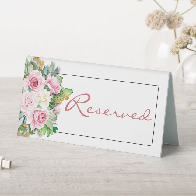 Rosenstrahlen Hochzeit 6"x3" Zelt-Zeichen vorbehal Tischaufsteller (In Situ (Tisch))
