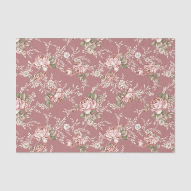 Rosenstrahlen in Rosen - Alte Rose Seidenpapier (Vorderseite)