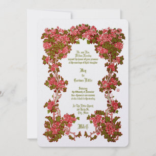 Rosenstrauch Vintage-Blumenrand Hochzeit Einladung
