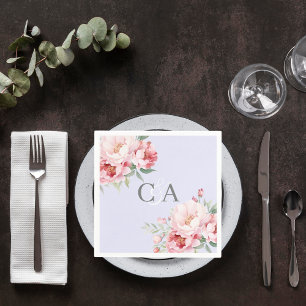 Rosensträucher-Monogramm-Hochzeit Serviette