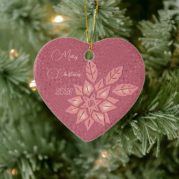 Rosenstroh und Pfirsichfarbener Gradient Poinsetti Keramik Ornament
