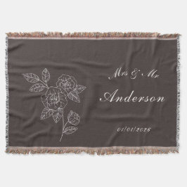 Rosenzeichnung und Name in Weiß auf Dunkel Decke