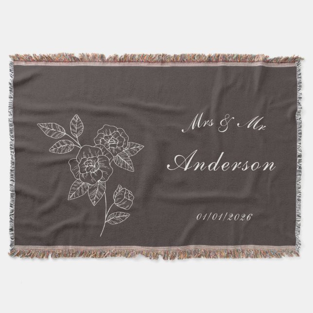 Rosenzeichnung und Name in Weiß auf Dunkel Decke (Vorderseite)