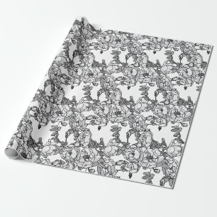 Rosenzweig Graustufen Geschenkpapier