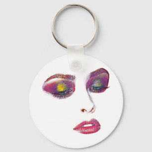 Roser Make-up schöne Frauen Gesicht Original Kunst Schlüsselanhänger