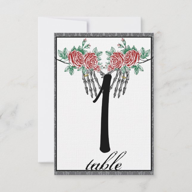 Roses à main de squelette gothique numéro de table (Devant)