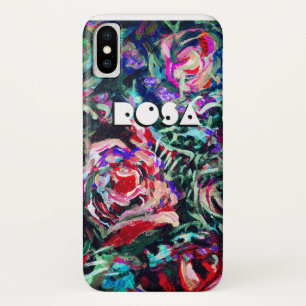 roses Abstraits en coque iphone rouge et turquoise