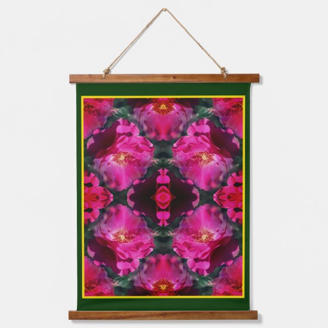 Roses Abstrakte Art Wandteppich Mit Holzrahmen (Vorderseite)
