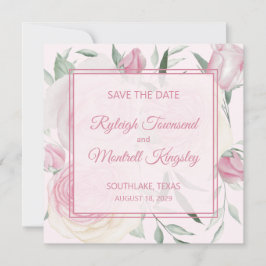 Roses and Shades of Pink Save The Date Card