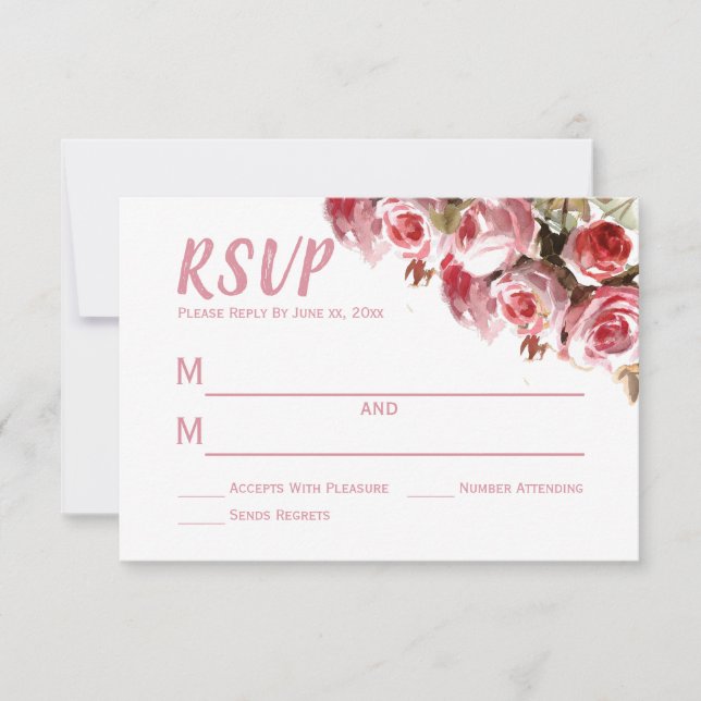 Roses antiques - Mariage carte RSVP 3" x 5" (Devant)