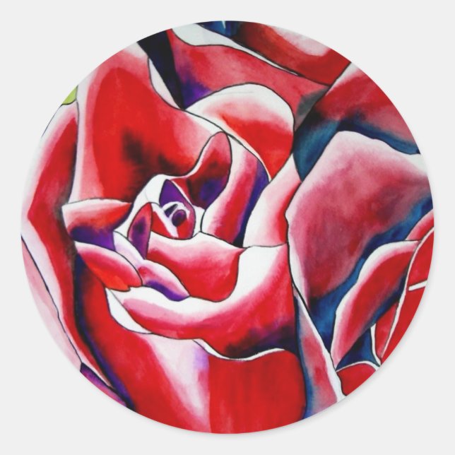 Roses Aquarellmalerei Runder Aufkleber (Vorderseite)