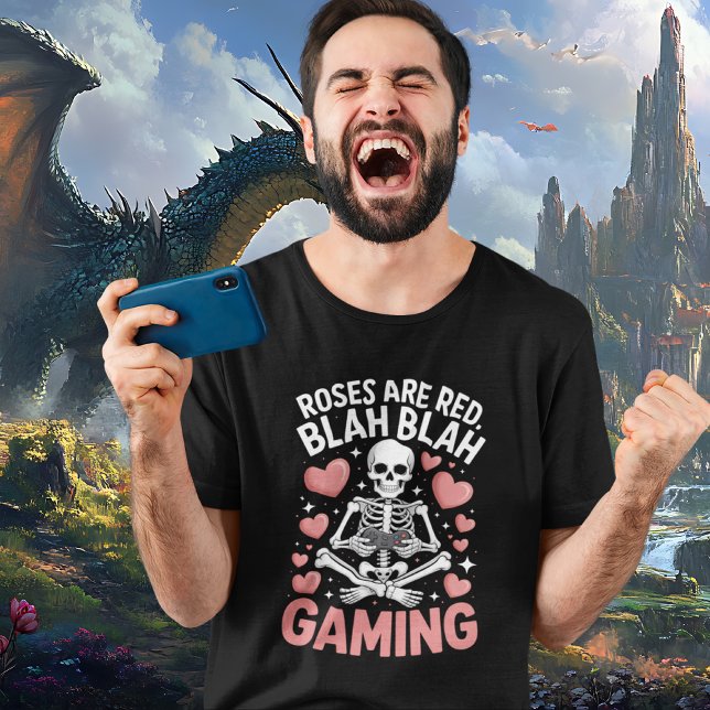 Roses Are Red Blah Gaming Anti Valentines Day T-Shirt (Von Creator hochgeladen)