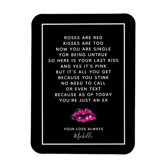 Roses Are Red Boyfriend Break Up Poem Personalized Magnet (Vertikal)
