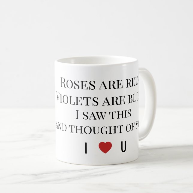 Roses Are Red Valentine’s  – Romantic Typography  Kaffeetasse (VorderseiteRechts)