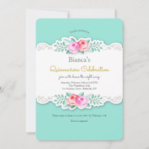 Roses artistiques Quinceañera Invitation