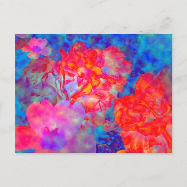 Roses avec effets spéciaux carte postale (Devant)