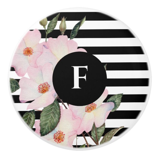 Roses Ballerina Monogram Streifen Keramikknauf (Vorderseite)
