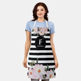 Roses Ballerina Monogramm Streifen Schürze