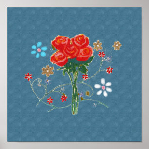 Roses Beautiful Florstration Poster
