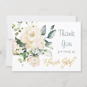 Roses blanches d'aquarelle Fleur Girl Carte de rem
