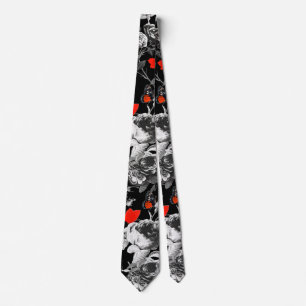 ROSES BLANCHES ET BOUTEILLES ROUGES Cravate noir