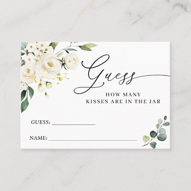 Roses Blanches Eucalyptus Devinez Combien De Carte (Devant)