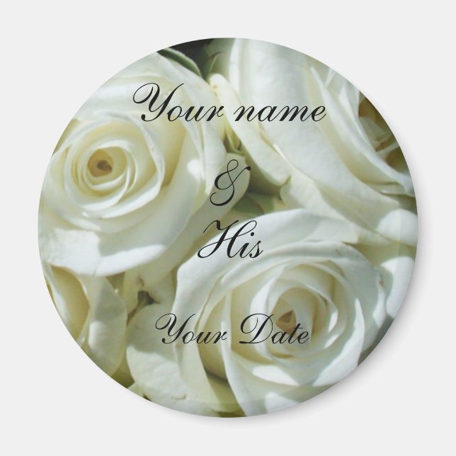 ROSES BLANCHES MARIAGE MAGNET (Devant)