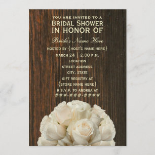 Roses blancs et invitation rustique de Fête de la