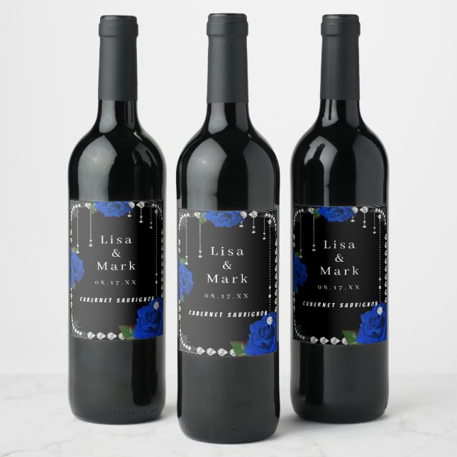 Roses Bleus Romantiques Et Étiquettes De Vins De D (Bouteilles)