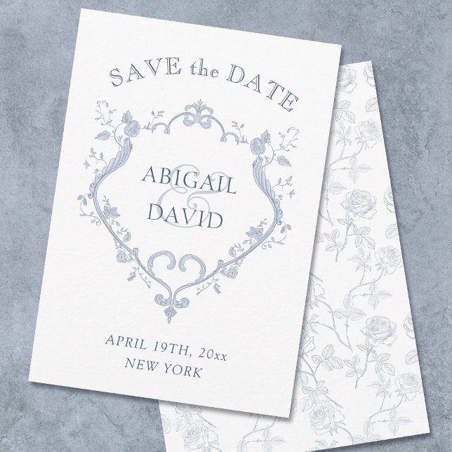 Roses Blue Crest Wedding Save The Date (Von Creator hochgeladen)