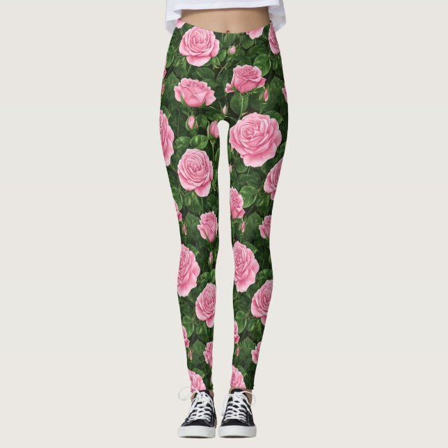 Roses Blumenmuster Leggings (Vorderseite)