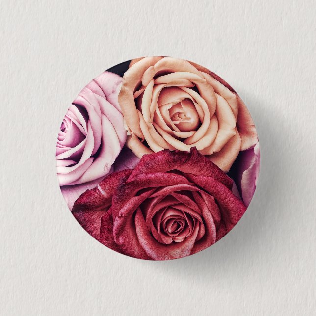 Roses Bouquet Foto Button (Vorderseite)
