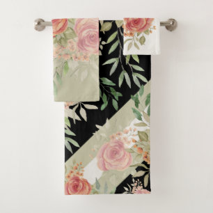 Roses Bush Wasserfarbe Kunst Badhandtuch Set