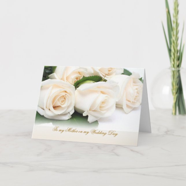Roses crème blanche. Merci Mère pour mon Mariage (Devant)