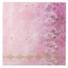 Roses Damask Grunge - Tile Fliese