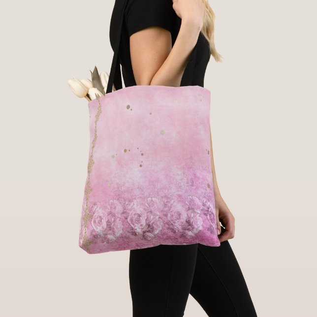 Roses Damask Grunge - Totbeutel Tasche (Von Nahem)