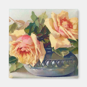 Roses dans un Bowl Vintage Art Magnet