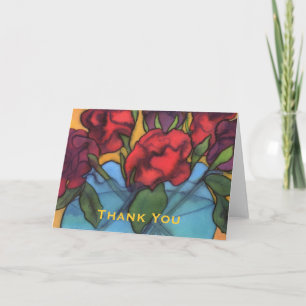Roses dans un Carte de remerciements Vase Bleu