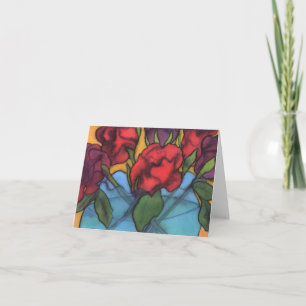 Roses dans un Carte pour notes Vase Bleu