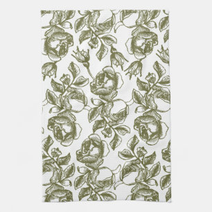 Roses d'antiquités dans les Golds et les serviette