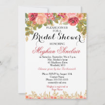 Roses d'aquarelle et Invitation de Fête des mariée