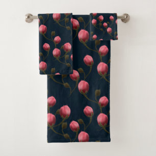 Roses d'aquarelle rose sur bleu foncé